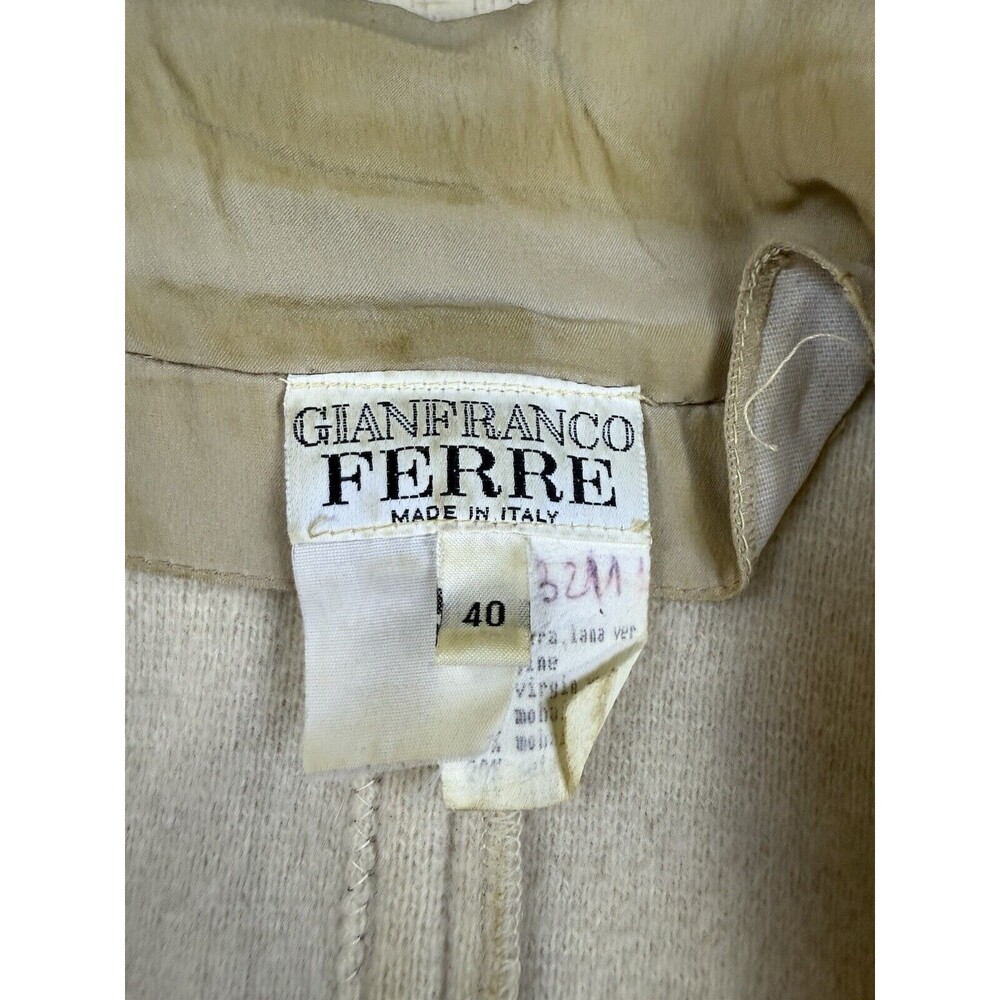 Gianfranco Ferre Sweater Mohair Virgin Wool Blend Full Zip | Cream | Size 40 XS - Picture 7 of 16